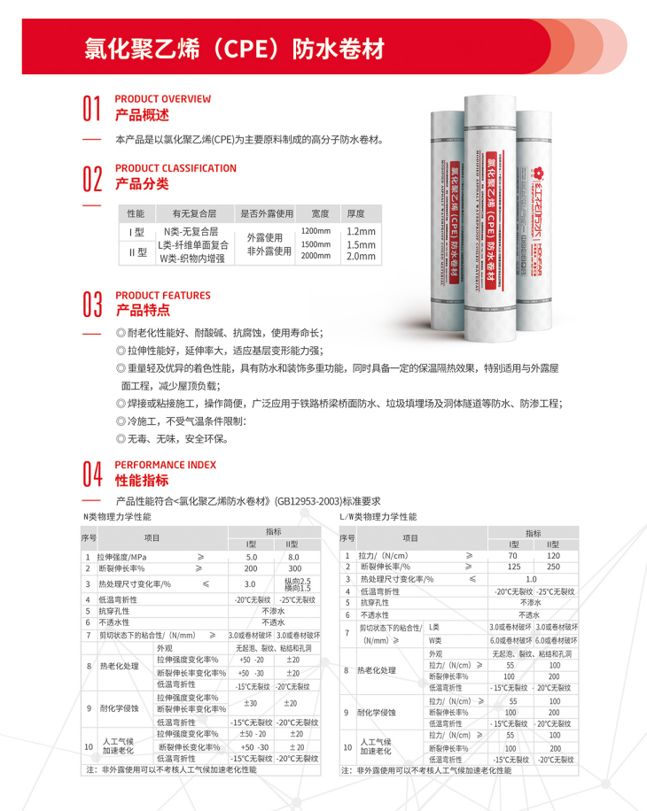 氯化聚乙烯(CPE)防水卷材